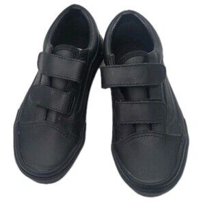 Vans Old Skool V Classic Tumble Black Mono Leather Kids Size 11.5